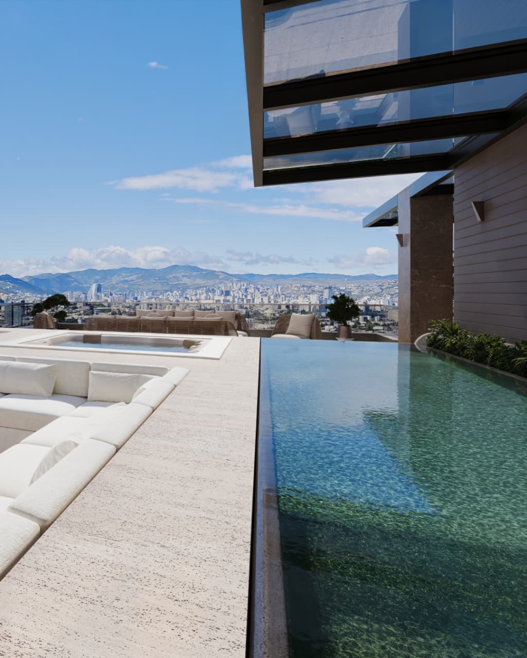 Arsenal Residence rooftop infinity pool with Tbilisi view